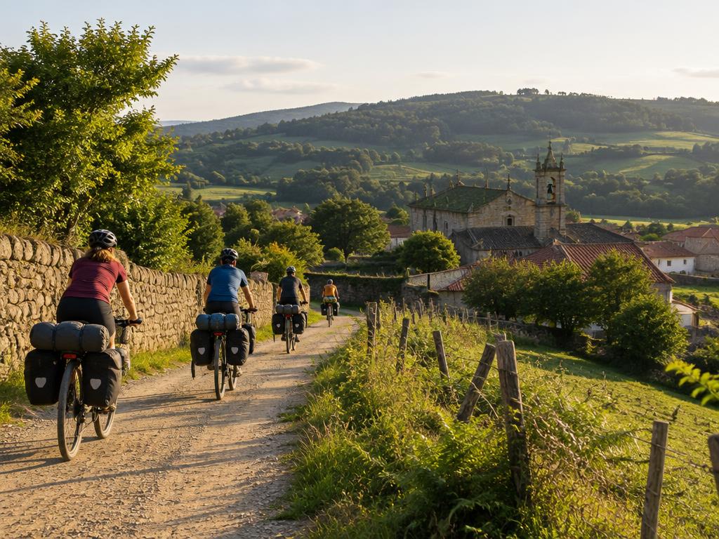 Ciclistas en el Camino Francés desde León