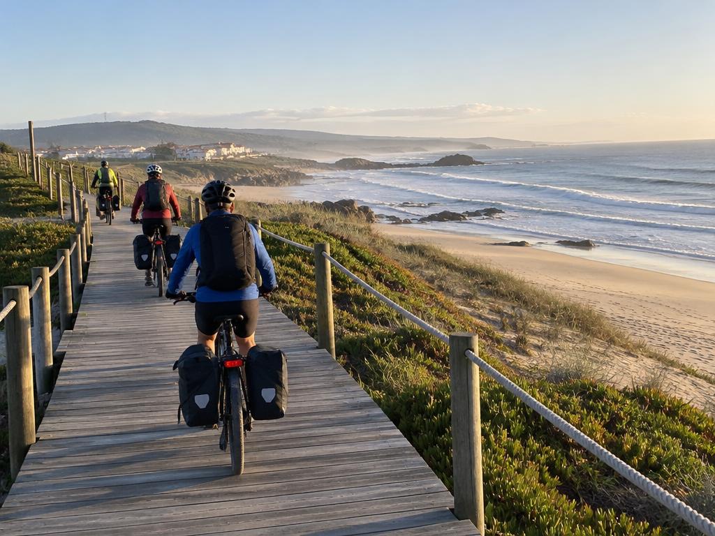 Ciclistas en el Camino Portugués por la Costa